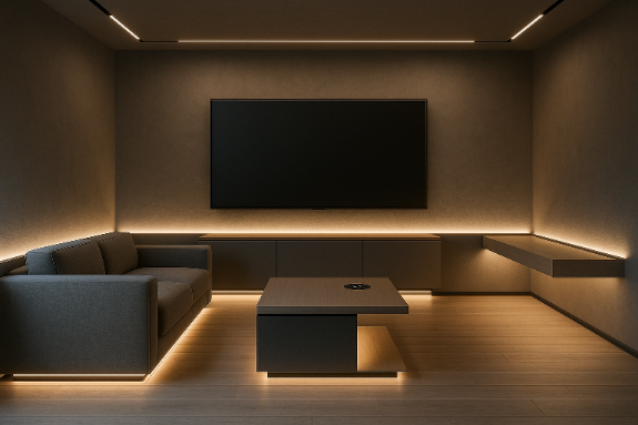 умная мебель с LED-подсветкой для медиа-студии