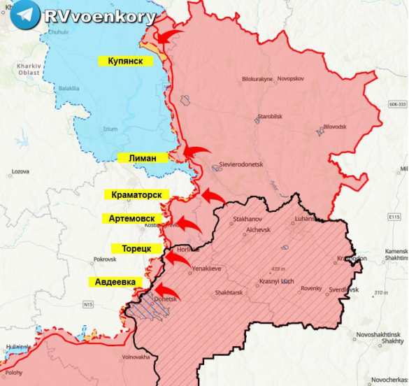 Армия России наступает в Бахмуте, у Купянска, Лимана и Марьинки, совершая множество атак, — сводка Генштаба ВСУ (КАРТА) | Русская весна