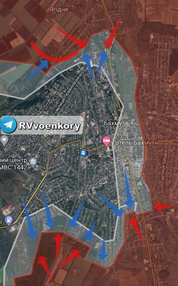 Мощнейшие бои в Бахмуте: ЧВК «Вагнер» форсирует Бахмутку и прорывается к центру (КАРТА) | Русская весна