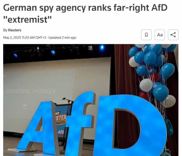 «Пророссийская» немецкая партия АДГ признана экстремистской организацией в Германии — Reuters | Русская весна