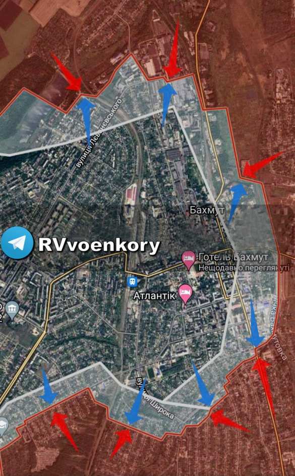 Ситуация в Бахмуте угрожающая: ЧВК «Вагнер» ведёт непрерывные штурмы по всем флангам (КАРТА) | Русская весна