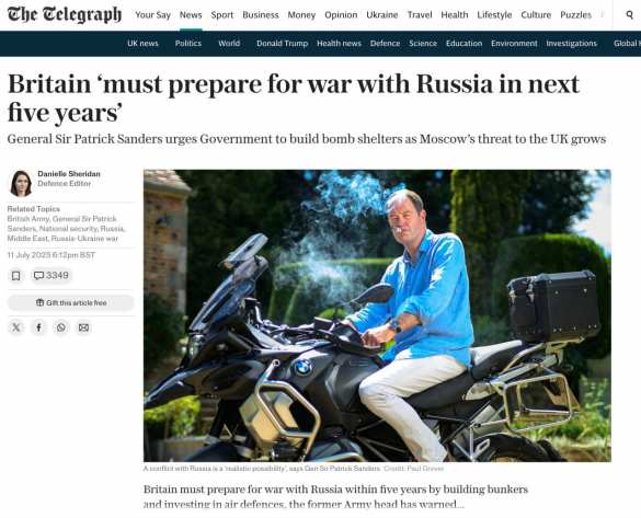 Экс-глава Генштаба Британии призывает строить бомбоубежища и готовиться к войне с Россией | Русская весна