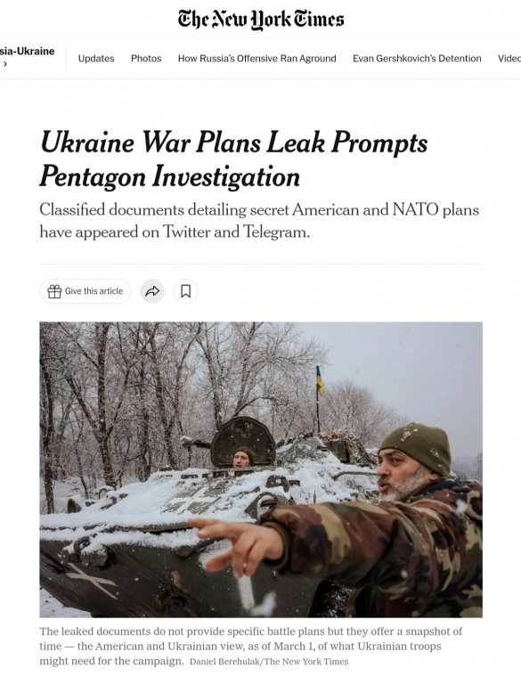 Скандал в США: Натовские документы с грифом «Совершенно секретно» оказались в Telegram (+ФОТО) | Русская весна