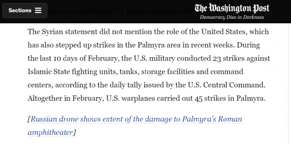 В США уверены, что Пентагон тоже освобождал Пальмиру (ФОТО) | Русская весна
