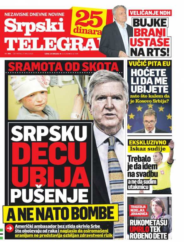 «Позор американского Скота». Посол США: Сербские дети умирают от рака из-за курения, а не от урановых бомб НАТО (ФОТО) | Русская весна