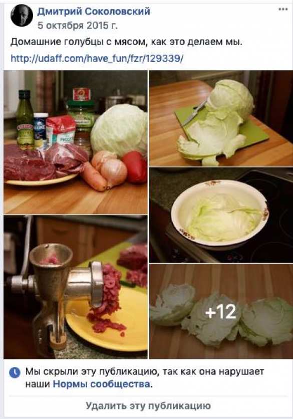 «Фейсбук» заблокировал рецепт голубцов из-за «неуважения к ЛГБТ» (ФОТО) | Русская весна