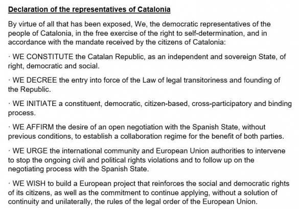 МОЛНИЯ: Парламент Каталонии подписал декларацию о Независимости (ФОТО, ДОКУМЕНТ) | Русская весна