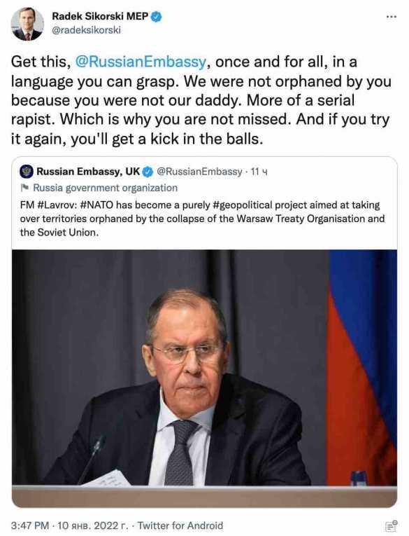 Захарова ответила на угрозы Сикорского дать России «по яйцам» | Русская весна