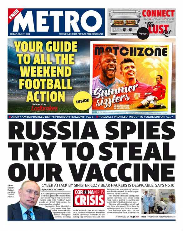 «Россия украла нашу вакцину!» — адский вой в британской прессе на фоне успехов российских учёных (ФОТО) | Русская весна
