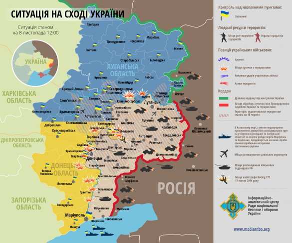 Карта боевой ситуации на Донбассе от СНБО Украины | Русская весна