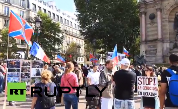 В Париже прошла акция в поддержку жителей Донбасса (видео) | Русская весна