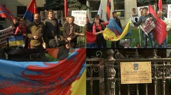 Желто-голубой покрылся кроваво-красным: митинг напротив посольства Украины в Москве | Русская весна